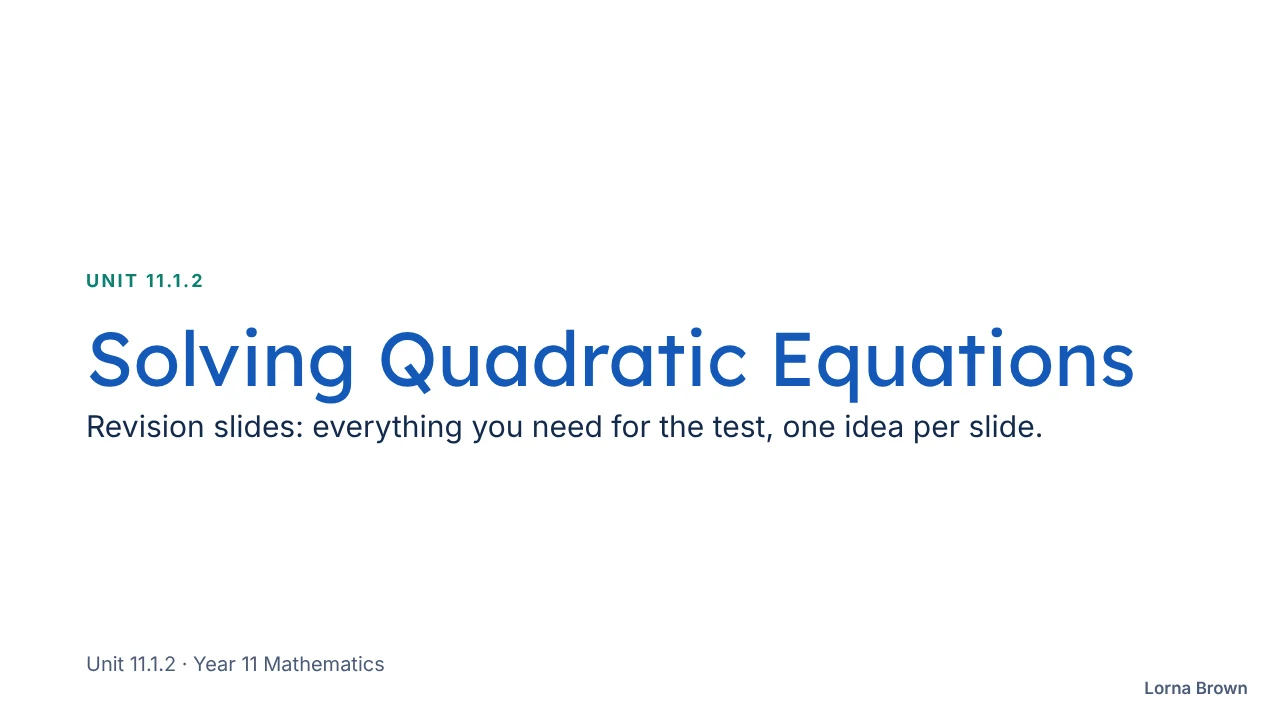 11.1.2 Solving Quadratic Equations slide 1 of 24