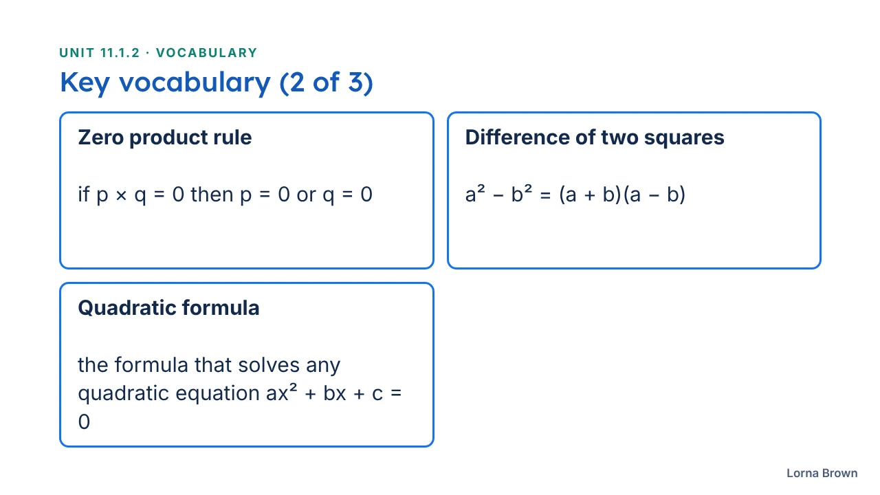 11.1.2 Solving Quadratic Equations slide 3 of 24