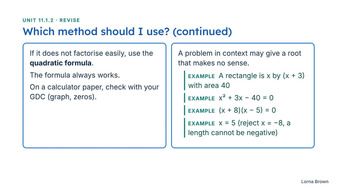 11.1.2 Solving Quadratic Equations slide 16 of 24