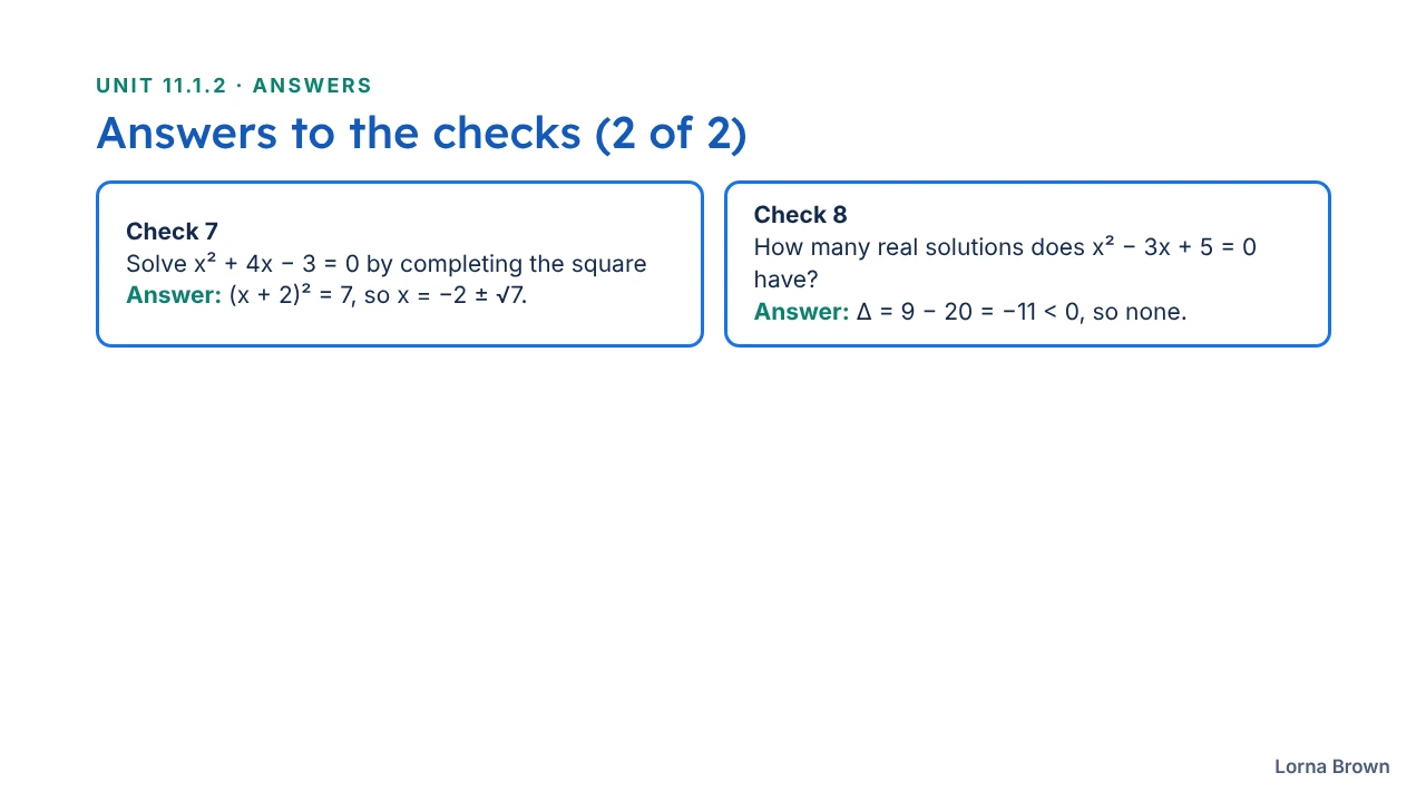 11.1.2 Solving Quadratic Equations slide 24 of 24