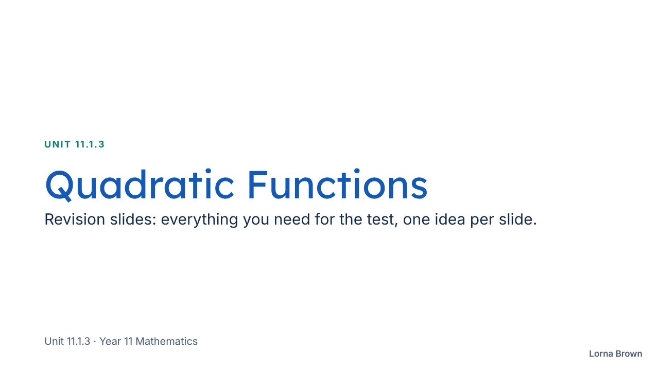 11.1.3 Quadratic Functions slide 1 of 23