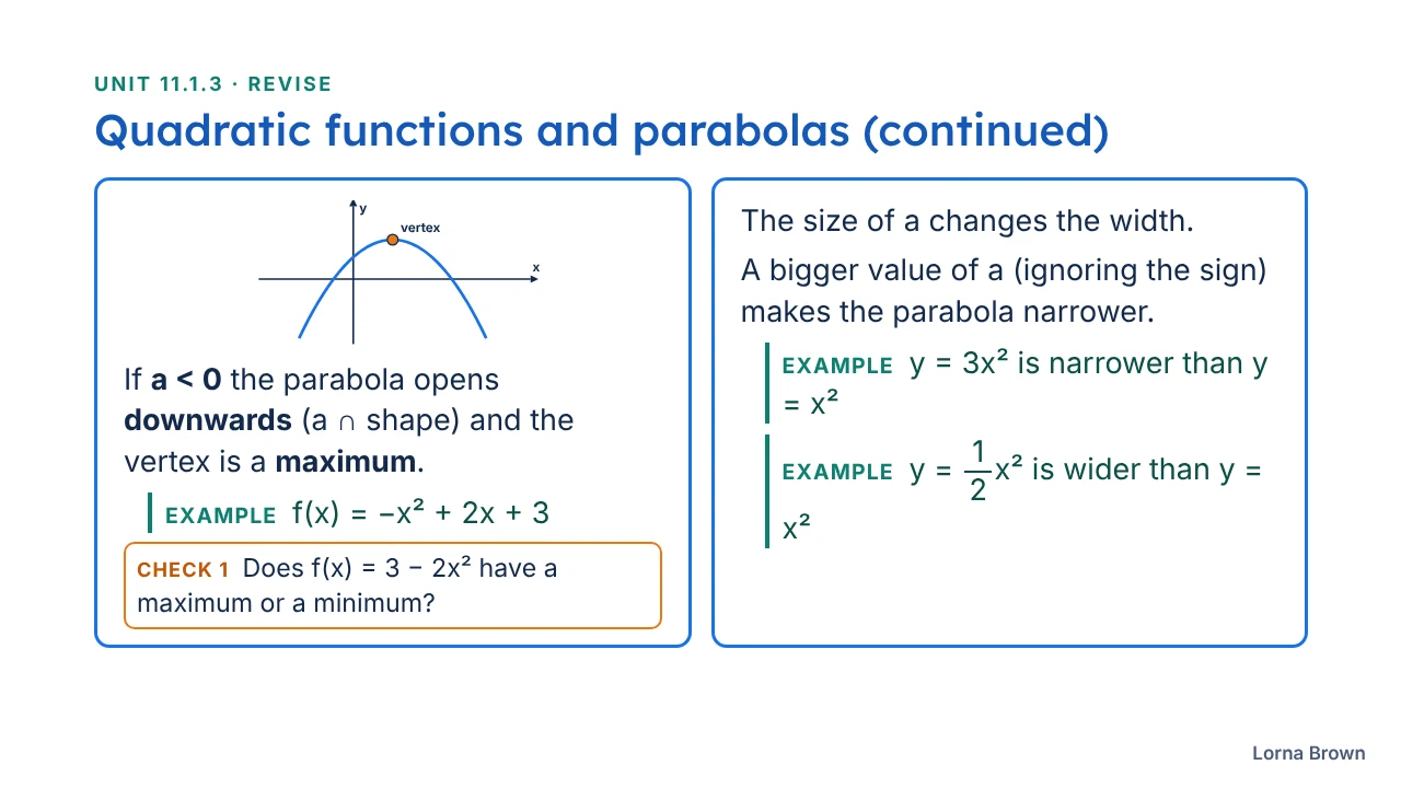 11.1.3 Quadratic Functions slide 6 of 23