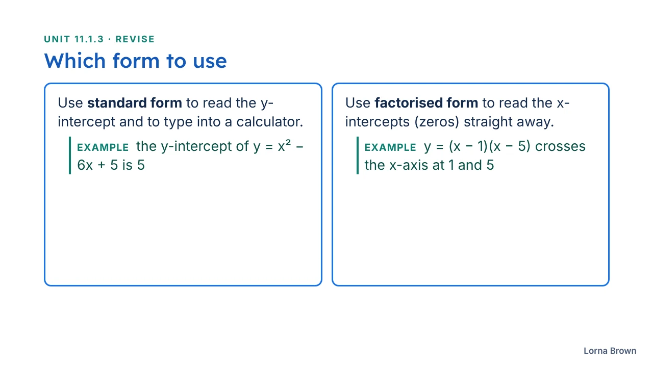 11.1.3 Quadratic Functions slide 13 of 23