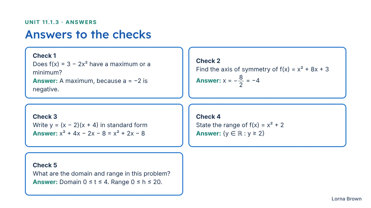11.1.3 Quadratic Functions slide 23 of 23